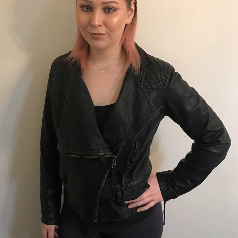 All Saints Stanton black leather jacket, 10